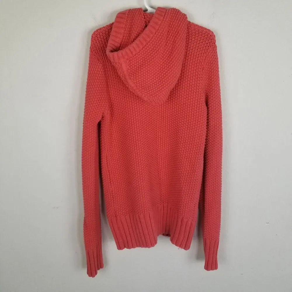 Old Navy Salmon Zipper Front Hooded‎ Cotton Sweater